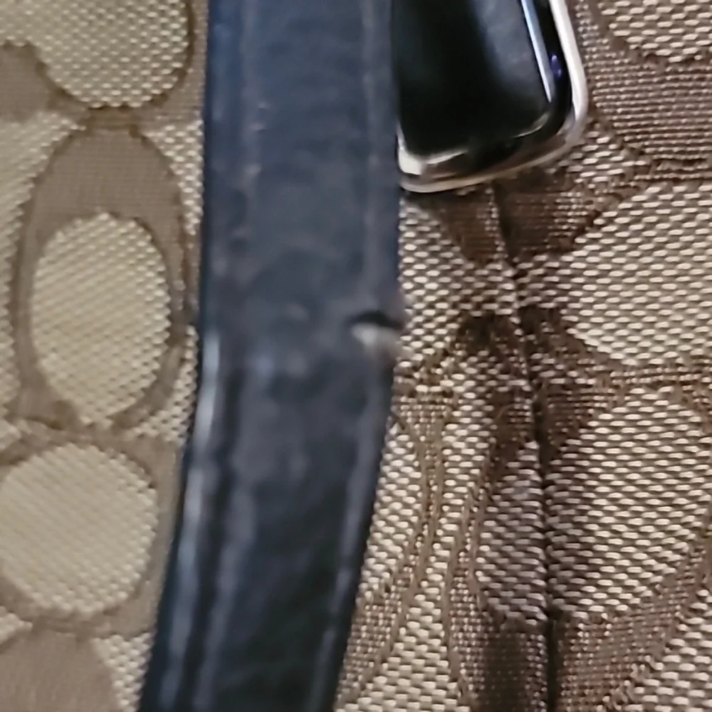 SOLD Coach Shoulder Bag Brown and Tan Signature Leather and Canvas Monogram - Picture 12 of 12